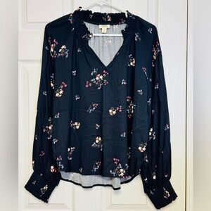 a.n.a Floral Print Women's Blouse - Black